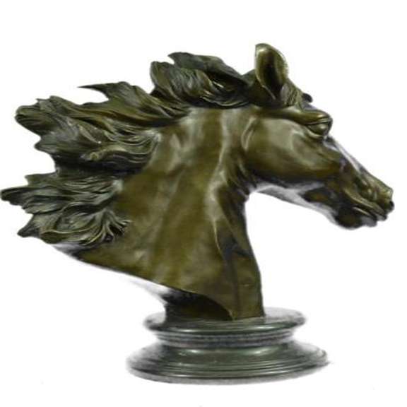 Triple Crown Winner Horse Head Bust Bronze Sculpture