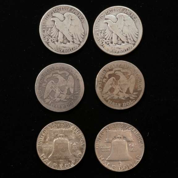 6 Silver Halves 3 Types