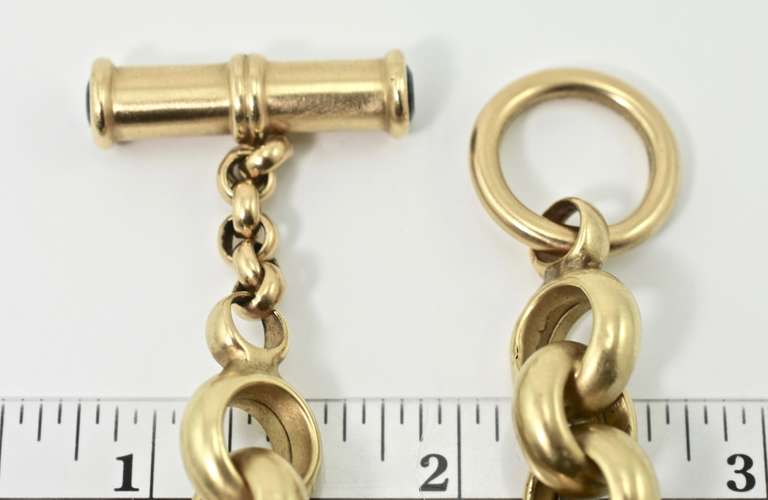 Fashionable 14K Chunky Textured Toggle Bracelet