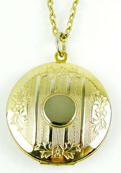 Engraved Locket with Long Chain