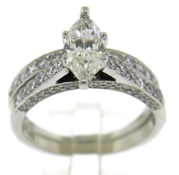 Luxurious Platinum Marquise Diamond Bridal Set