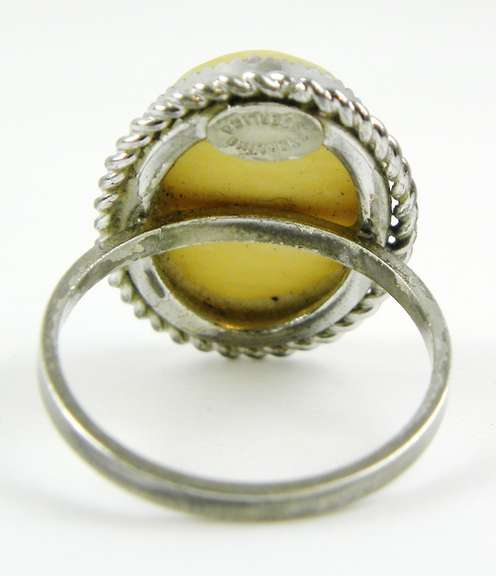 Vintage Sterling Scrimshaw Ring, 6.5