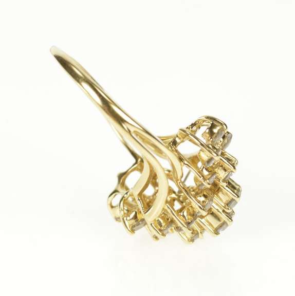 14K Yellow Gold 1.78 Ctw Wavy Diamond Cluster Cocktail Ring