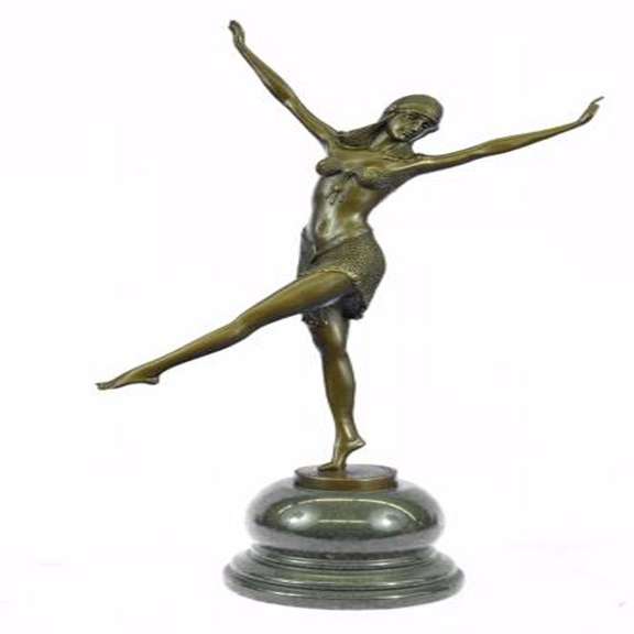 Exotic Dancer Bronze Sculpture on Marble base Figurine
