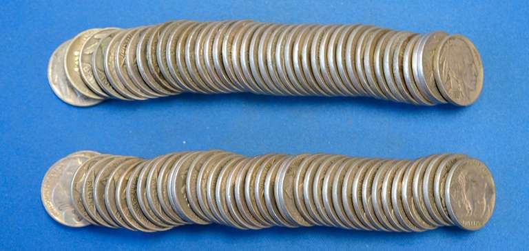 Two Rolls of Buffalo Nickels, Full Date Partial Horn Reverse