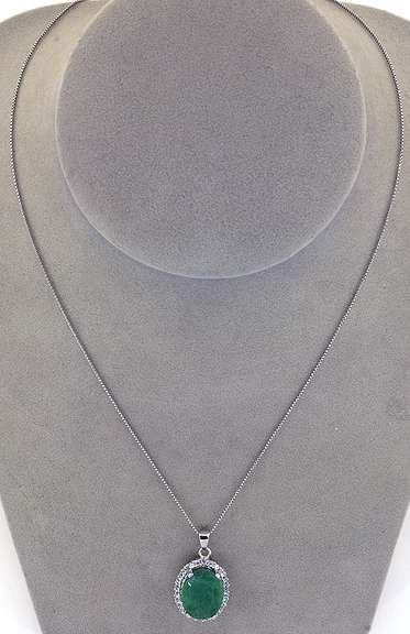 Fabulous 8.52CT Natural Emerald & Sapphire Necklace in Sterling Silver