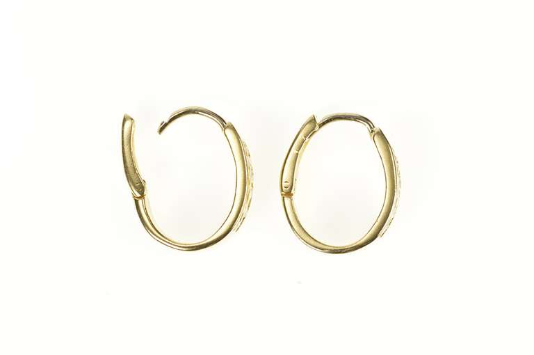 14K Yellow Gold 0.50 Ctw Diamond Channel Oval Statement Hoop Earrings