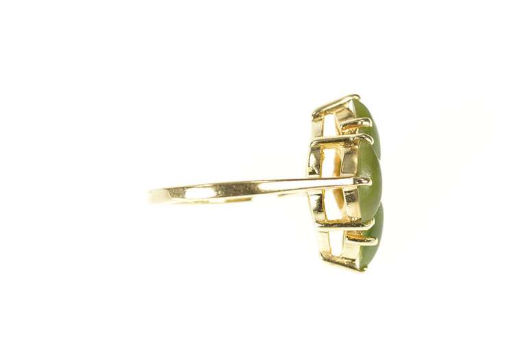 14K Yellow Gold Nephrite Jade Marquise Cluster Statement Ring