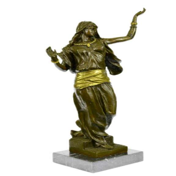 Bronze Sculpture Gilt Gold Bronze Harem Woman By Italian Artist Aldo Vitaleh Art