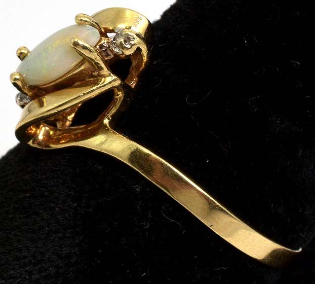 Opal Ring with Diamond Accents in Gold