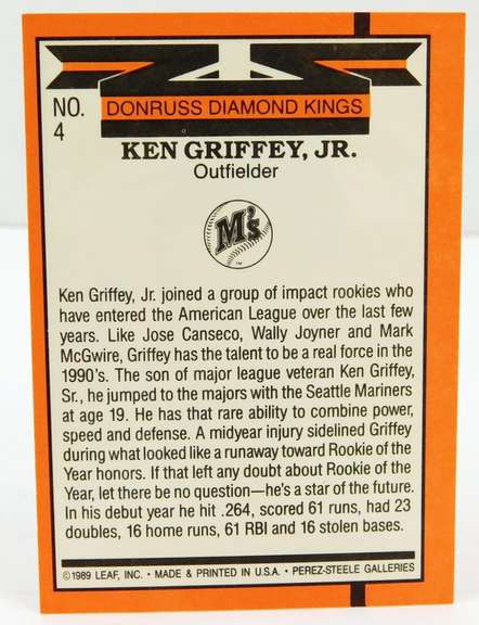 Ken Griffey, Jr. #4 Rookie Baseball Card