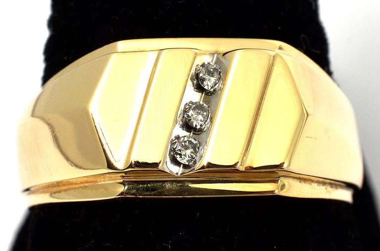 Mens Ring with Diamond Accents in Gold