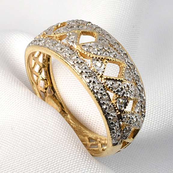 Fashionable Pierced Diamond Dome Ring