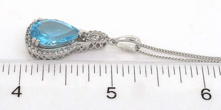 Extremely Elegant Blue & White Topaz Pendant Necklace