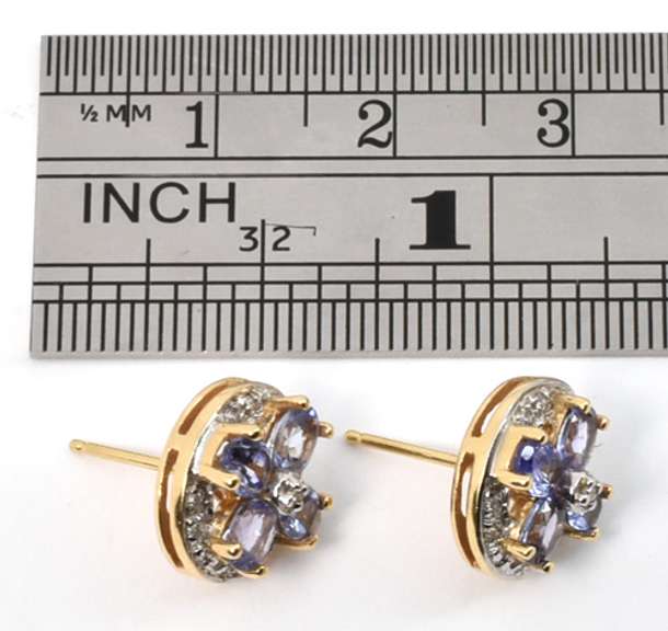 Cute Iolite and Diamond Stud Earrings