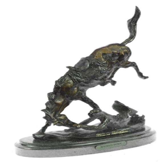 Fallen Man From Horse Bronze Sculpture on Marble Base Statue