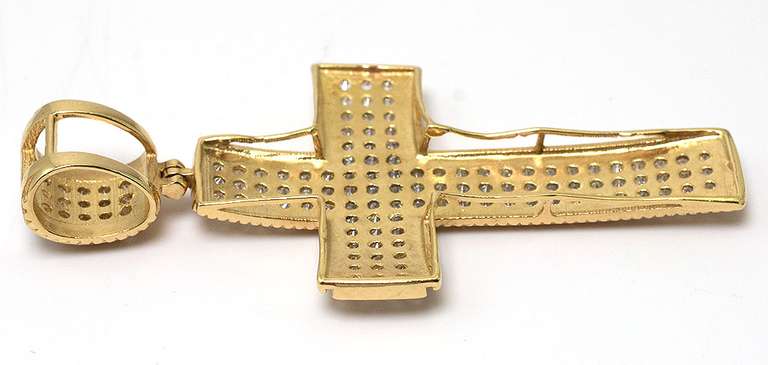 Sparkling CZ Cross Pendant in Yellow Gold