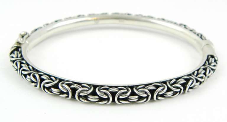 Sterling Byzantine Hinged Bangle