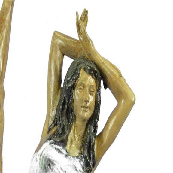 Gymnast Woman Bronze Statue on Marble Base