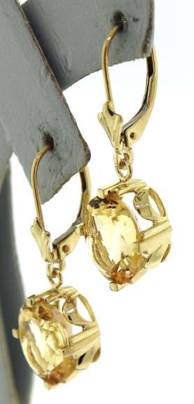 Flashy Yellow Gold Citrine Dangle Earrings