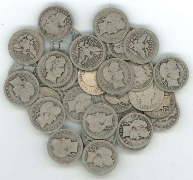 Bag of 40 assorted Full Date circ Barber Head Quarters