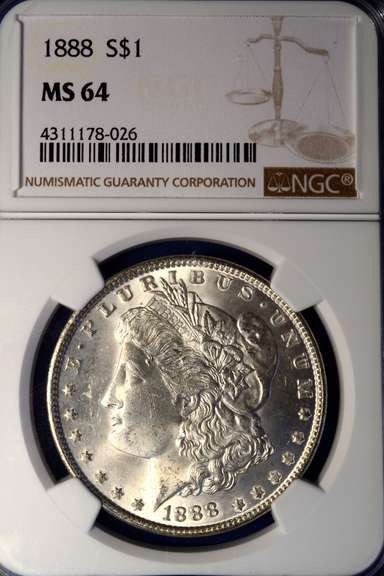 1888 Morgan Silver Dollar, MS64 NGC