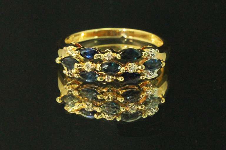 Charming Sapphire & Diamond Band in 10k