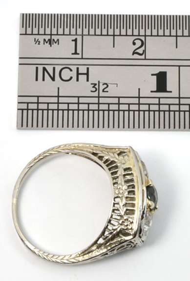Antique Sapphire & Diamond Filigree Ring