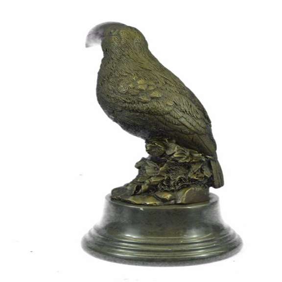 Bird Genuine Bronze Statue on Marble Base Sculpture