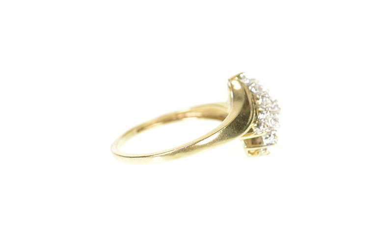 10K Yellow Gold Squared Diamond Bypass Freeform Statement Ring