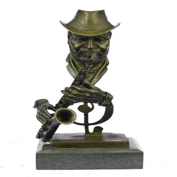 Sax Saxophone Player Salutes Jazz and Rhythm and Blues Bronze Sculpture