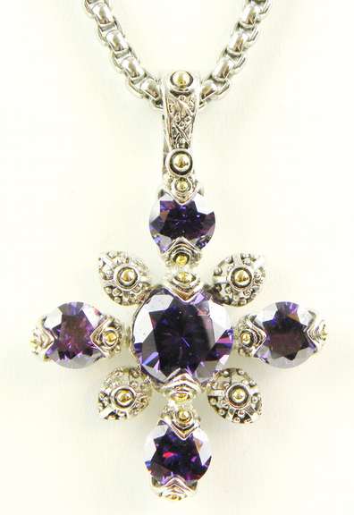 Ornate Cross with Brilliant Stones & Chain