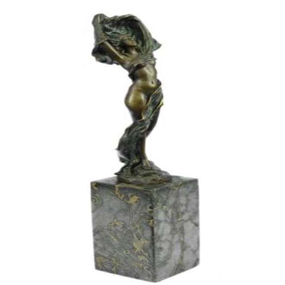Nude Girl Bronze Statue on Marble Base Figure