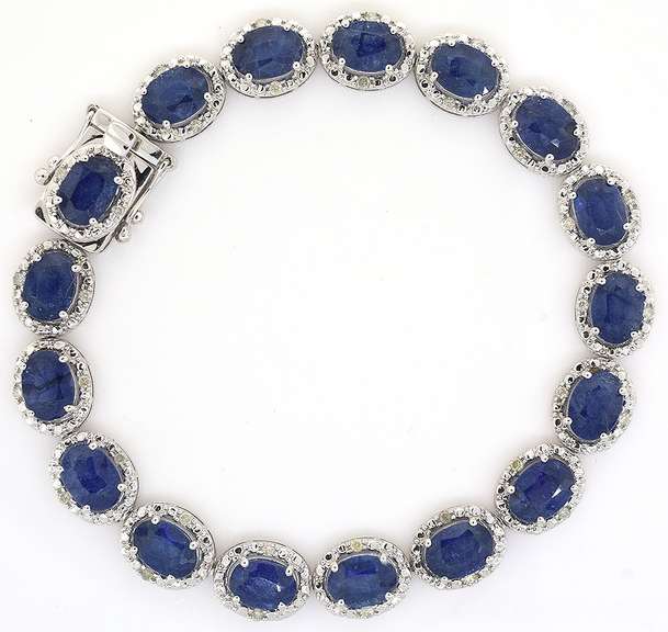 Elegant 22.51CTW Sapphire Bracelet in Sterling Silver
