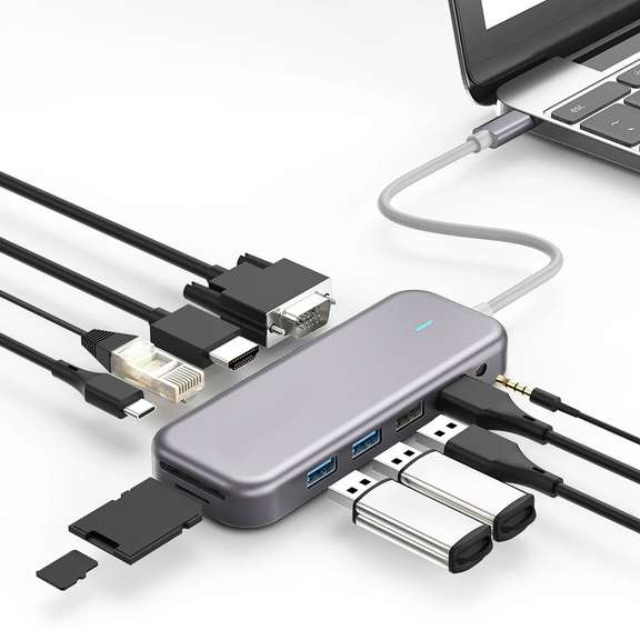 USB-C Data Hub with 100W Type-C PD Power Delivery
