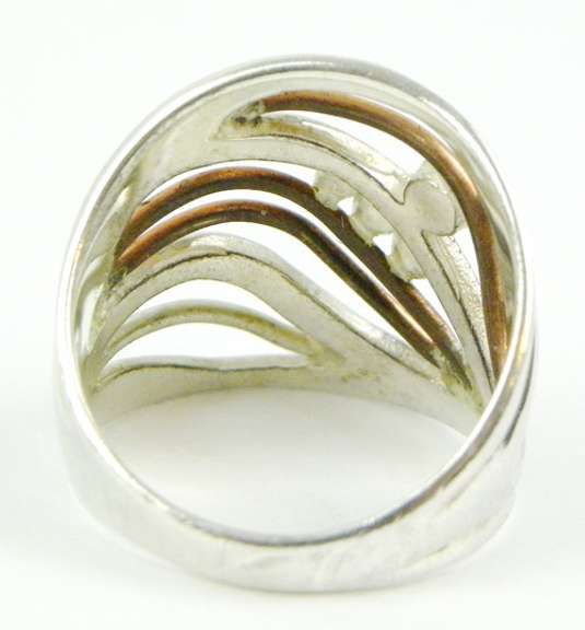 2-Tone Sterling Turquoise Wide Ring, Size 10