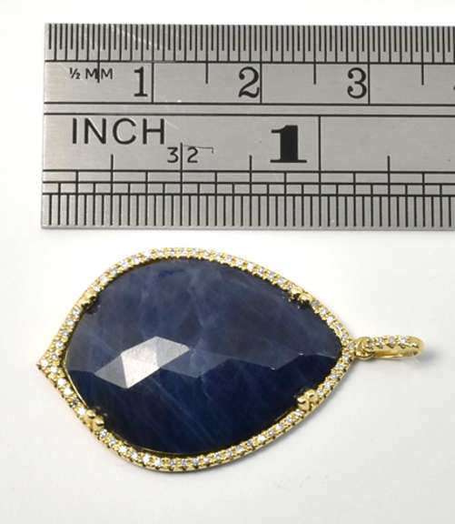 Pretty Sapphire & Diamond Pendant in 14K YG