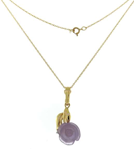 Lavender Jade Rose Pendant Necklace