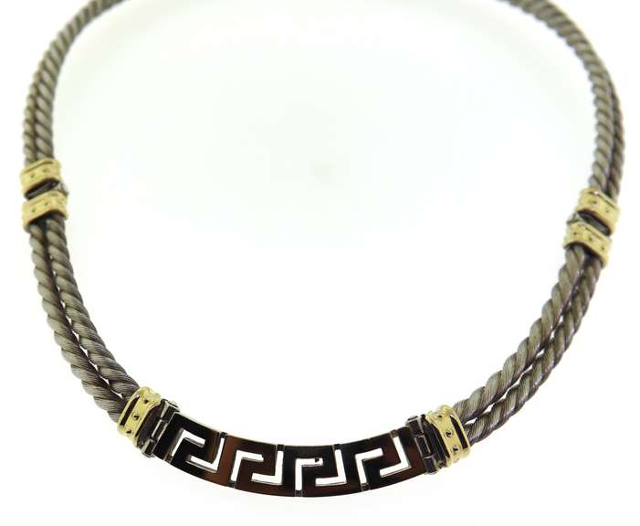 Greek Key and Cable Style Necklace