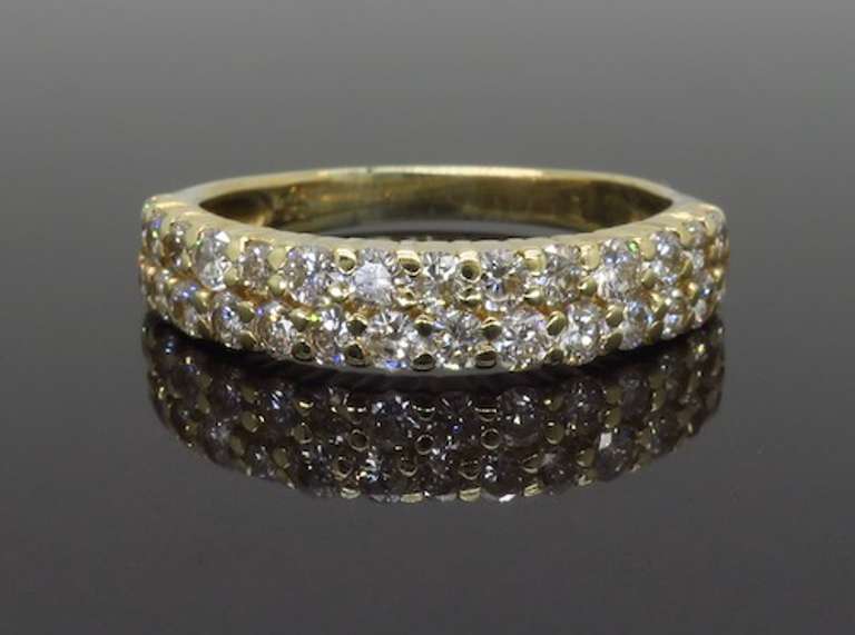 14K Two Row Diamond Band