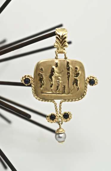 Fabulous Bold Byzantine-Inspired 14K Pendant