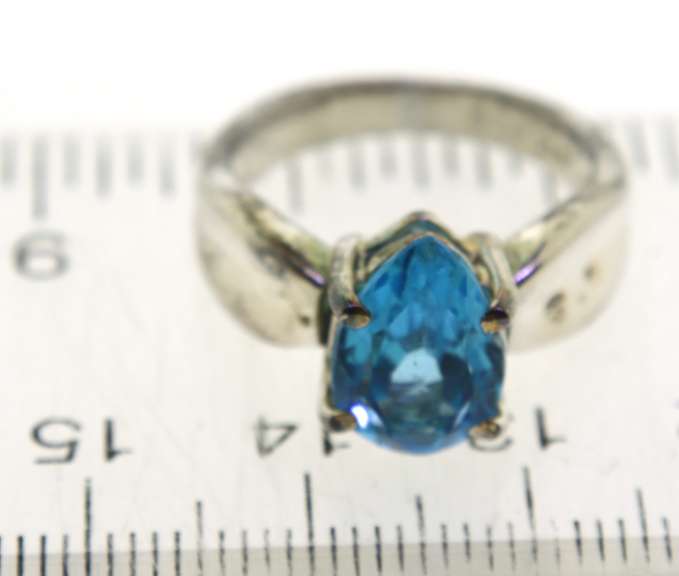 Pear Shaped Blue Topaz Sterling Silver Ring