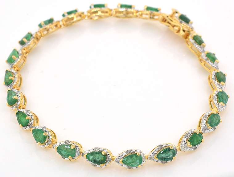 Gorgeous Emerald & Diamond Bracelet in Vermeil