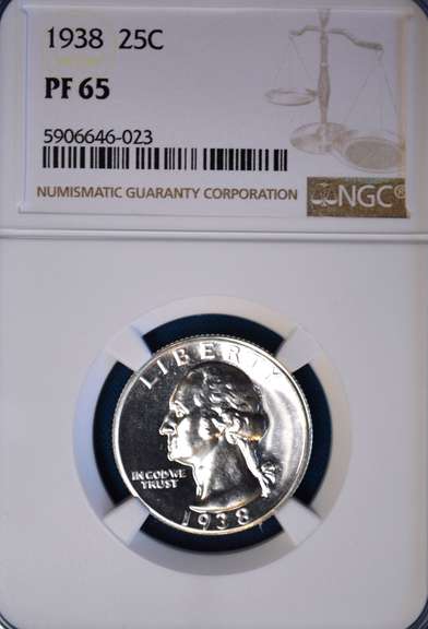 1938 25c PF 65 NGC