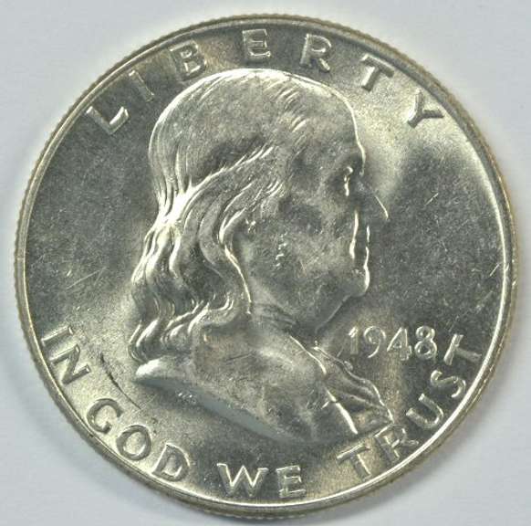 Choice BU 1948-P Franklin Half Dollar. FBL