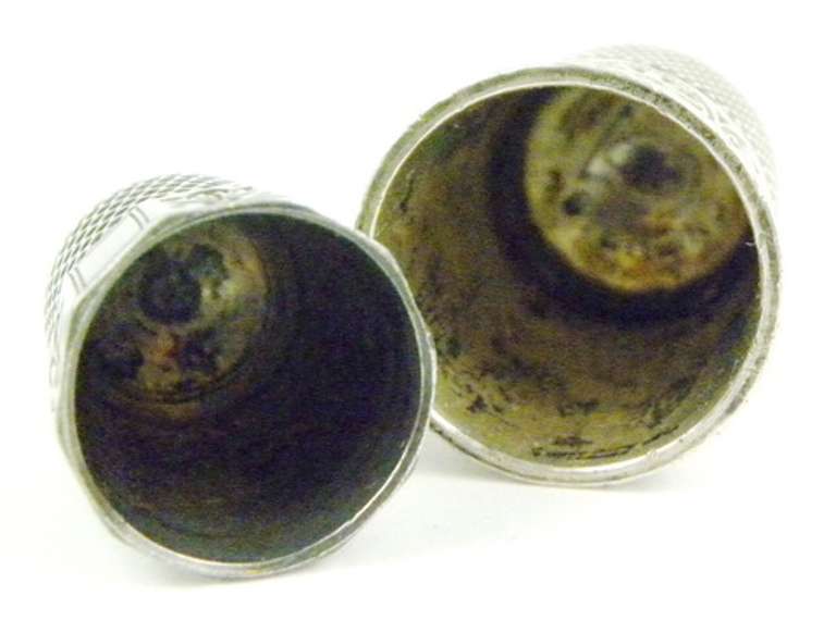 2 Excellent Antique Sterling Silver Thimbles