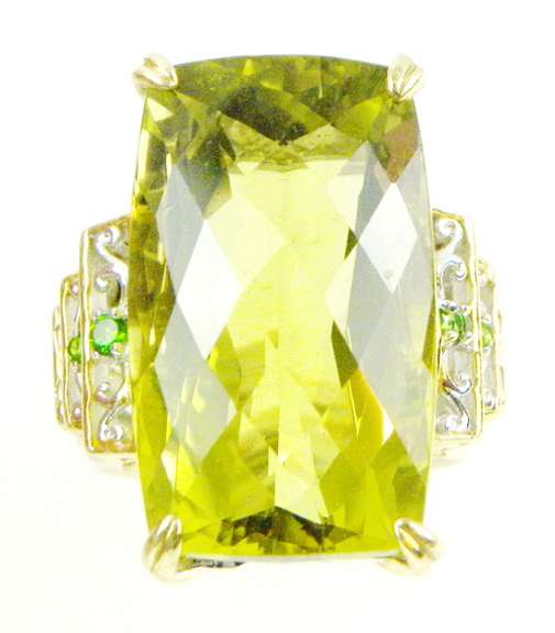 Amazing Huge Limon Quartz Sterling Ring, Size 9