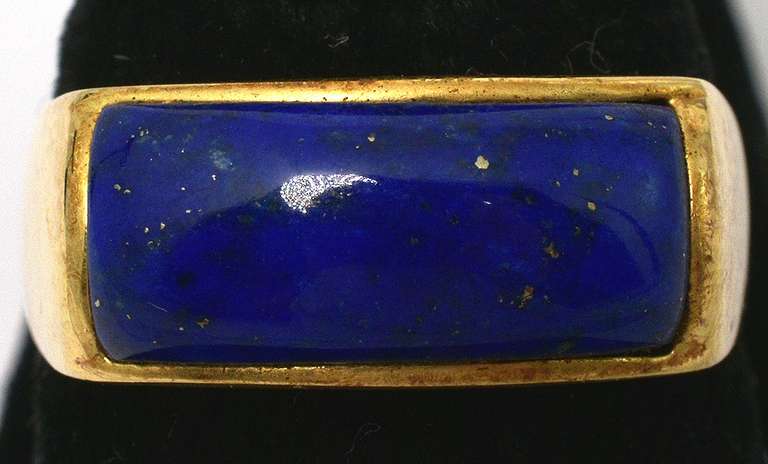 Awesome Lapis Bar Ring in 14KT Yellow Gold