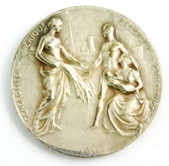 Rare 1914 Belgium Coin, Gratitude to USA