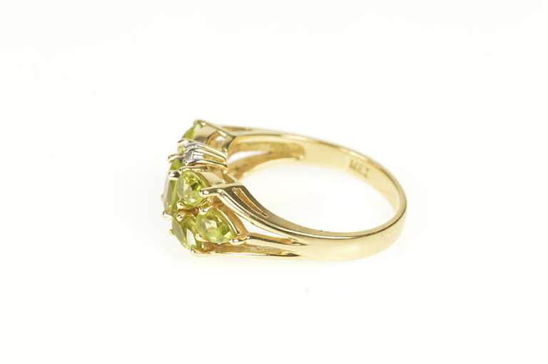 14K Yellow Gold Peridot Pear Cluster Statement Diamond Accent Ring
